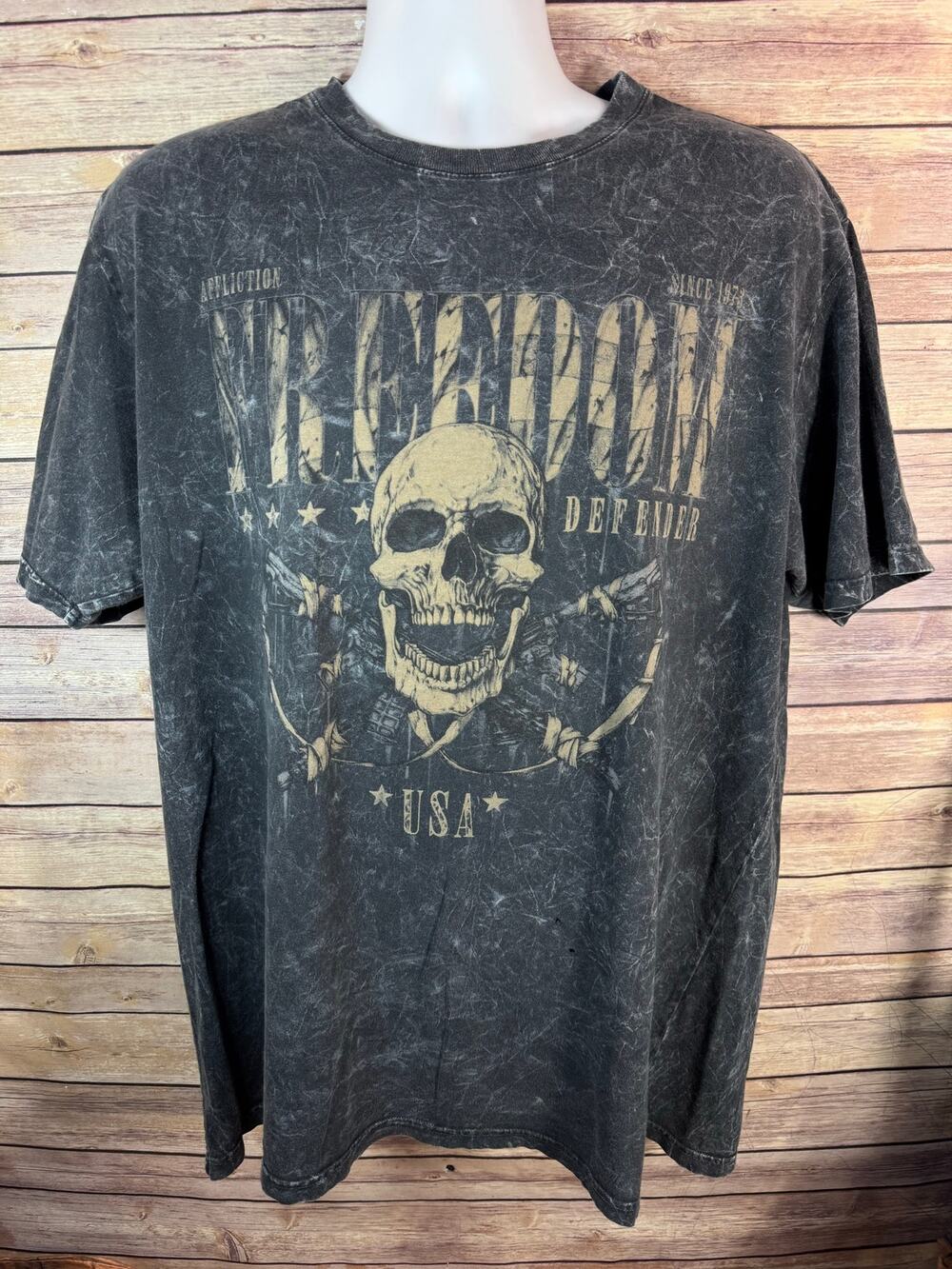 affliction black shirt size xl freedom defender skull guns USA